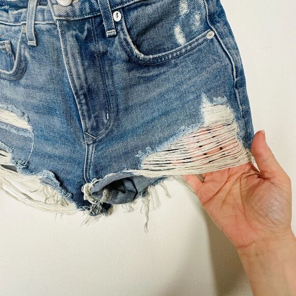 Lovers & Friends Axel Jean Distressed Cut Off High Rise Short Conrad Wash 25 - Picture 5 of 16